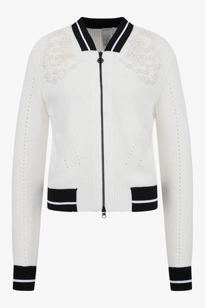 Strickjacke mit College-Kragen 01