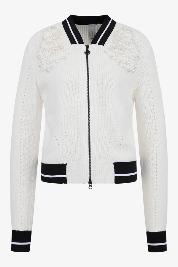 Strickjacke mit College-Kragen 01