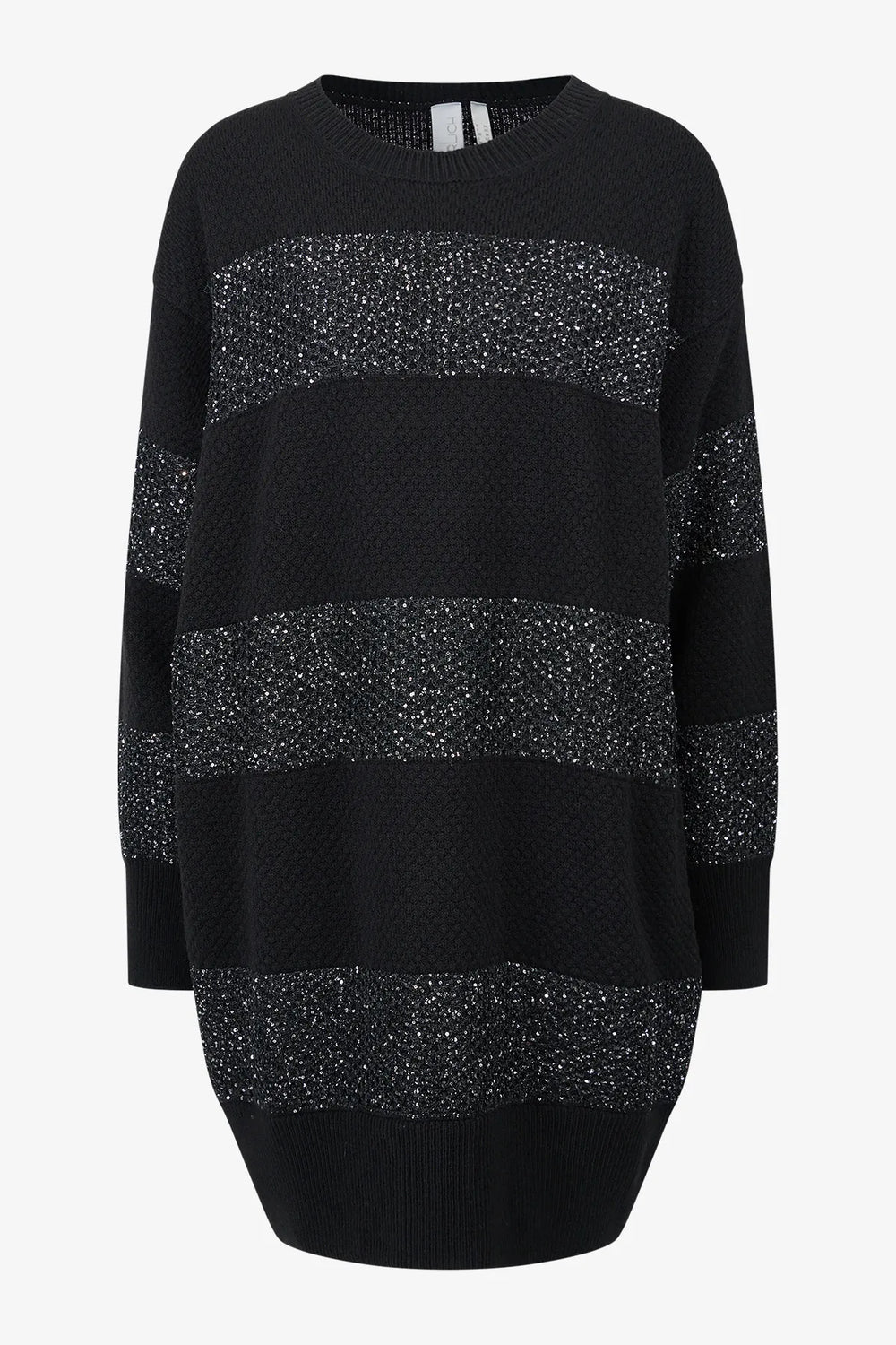 Long-Pullover mit Pailletten-Strick 01