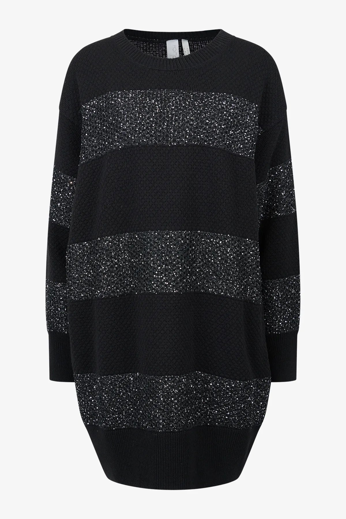 Long-Pullover mit Pailletten-Strick 01
