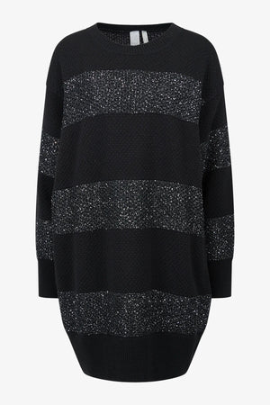 Long-Pullover mit Pailletten-Strick 01
