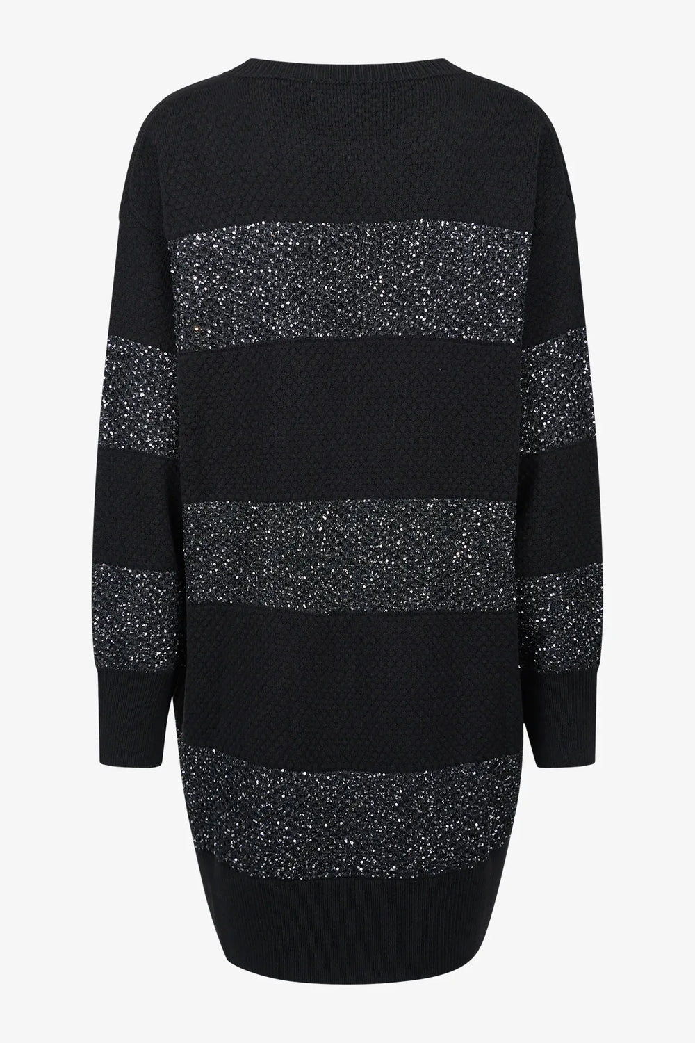 Long-Pullover mit Pailletten-Strick 01