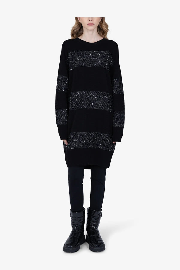 Long-Pullover mit Pailletten-Strick 03