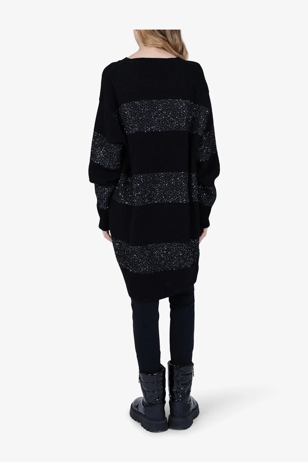 Long-Pullover mit Pailletten-Strick 05