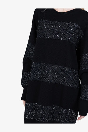 Long-Pullover mit Pailletten-Strick 06