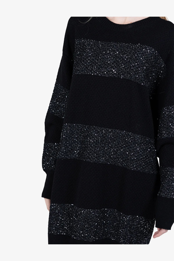 Long-Pullover mit Pailletten-Strick 06