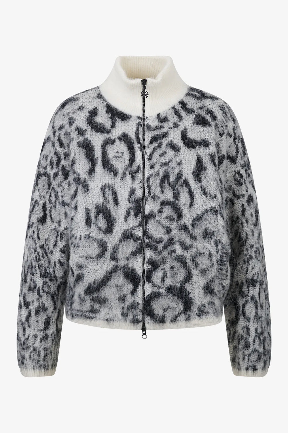 Kurze Strickjacke mit Leo-Jacquard 01
