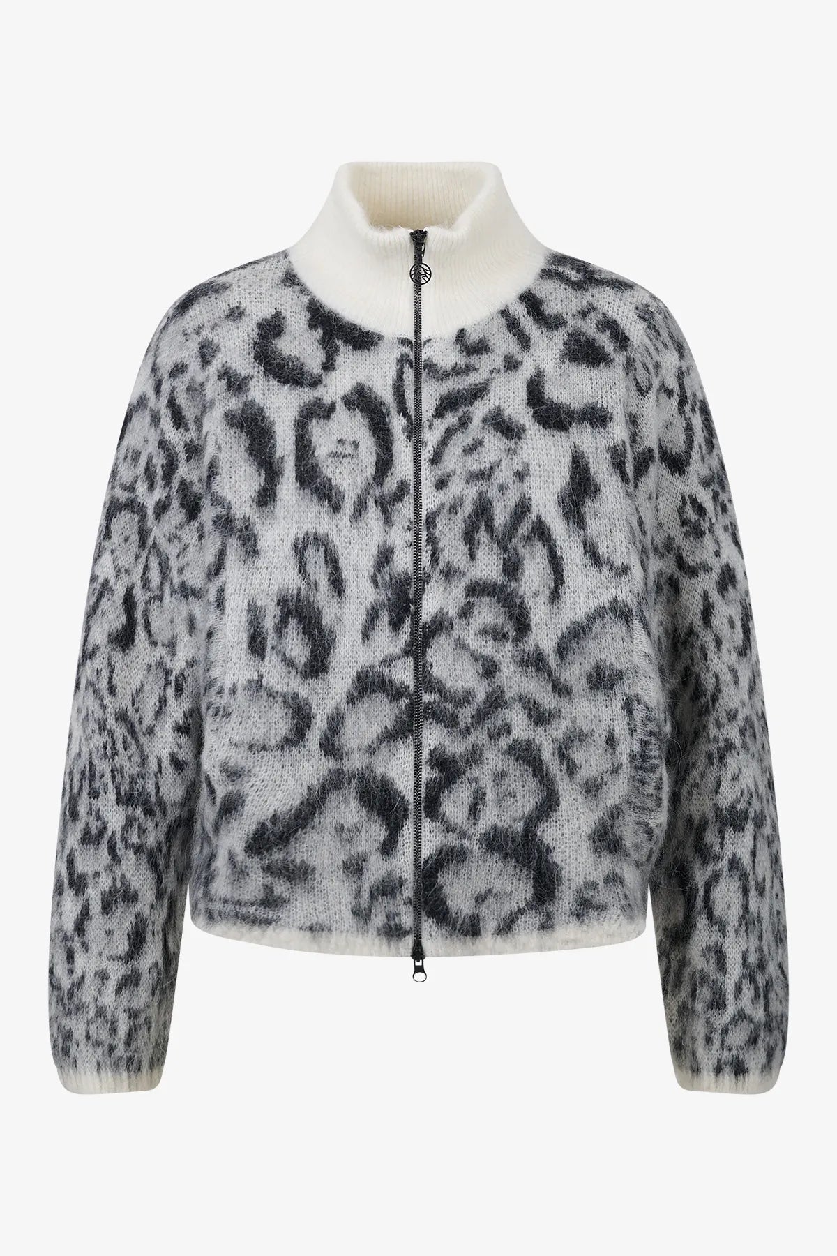 Kurze Strickjacke mit Leo-Jacquard 01