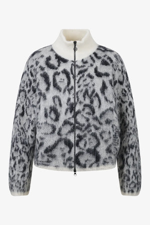 Kurze Strickjacke mit Leo-Jacquard 01