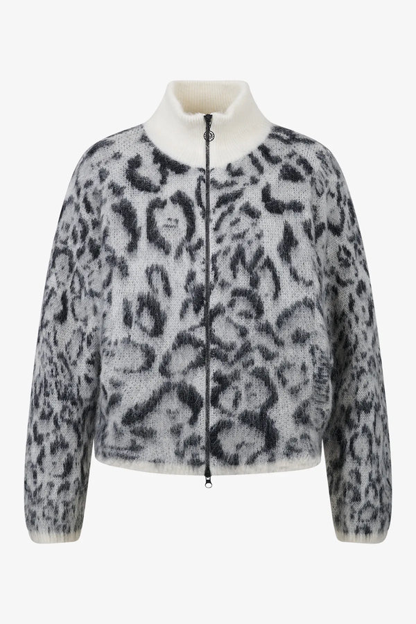 Kurze Strickjacke mit Leo-Jacquard 01