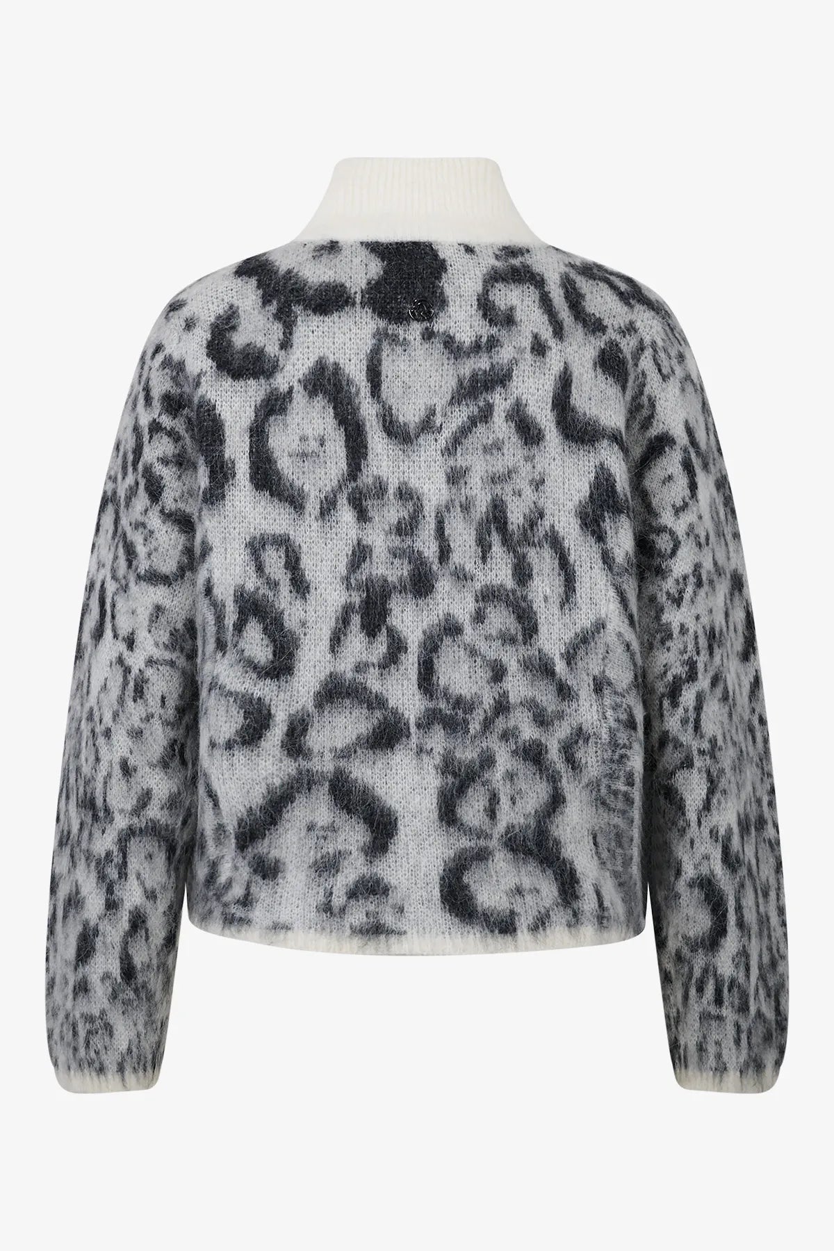 Kurze Strickjacke mit Leo-Jacquard 02