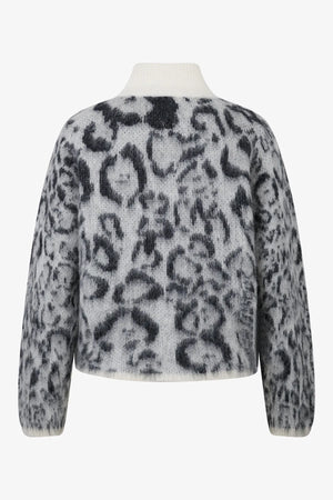 Kurze Strickjacke mit Leo-Jacquard 02