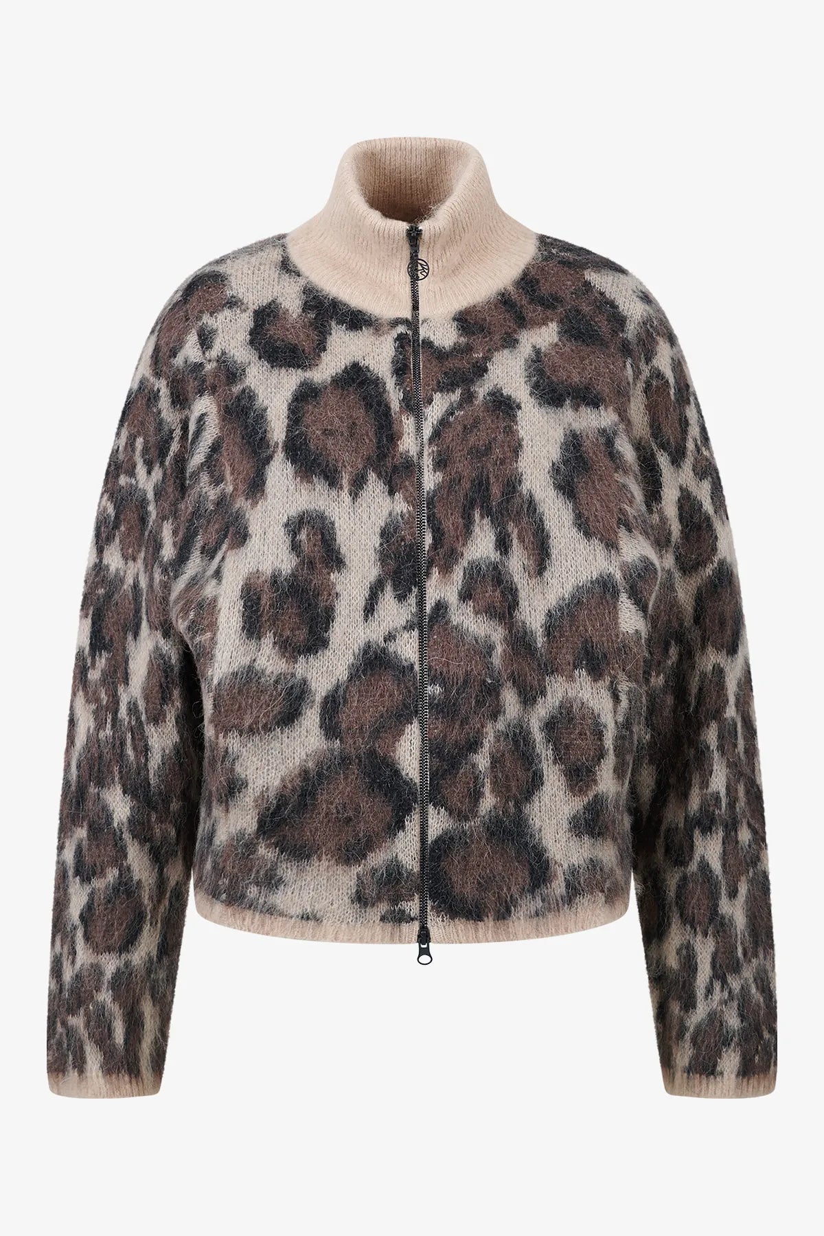 Kurze Strickjacke mit Leo-Jacquard 01