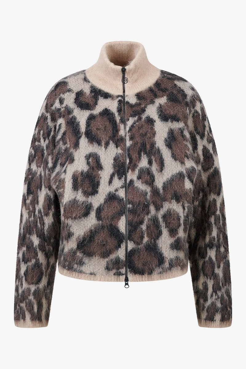 Kurze Strickjacke mit Leo-Jacquard 01