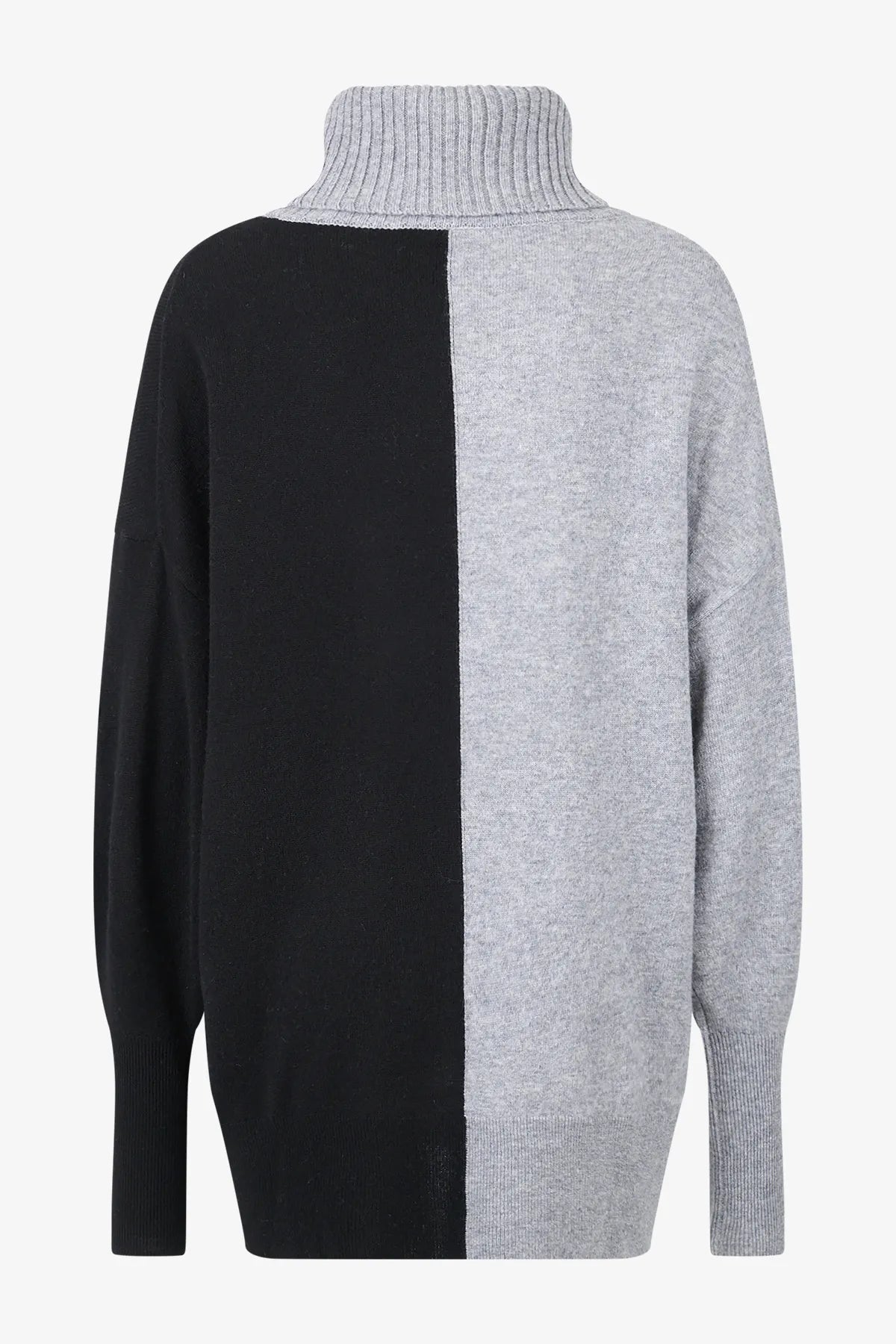 Zweifarbiger Long-Pullover 02