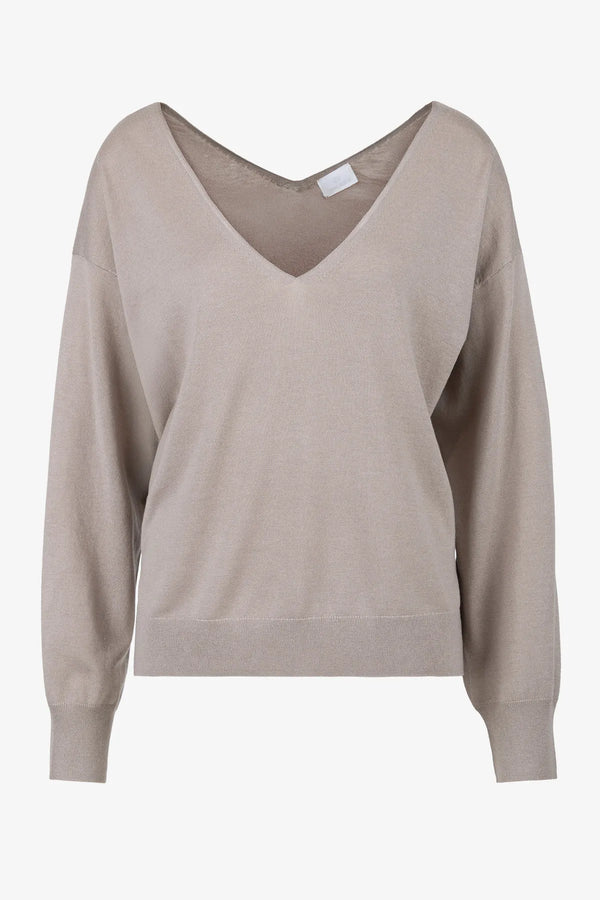 Einfarbiger Merino-Seiden-Kaschmir-Pulli 01