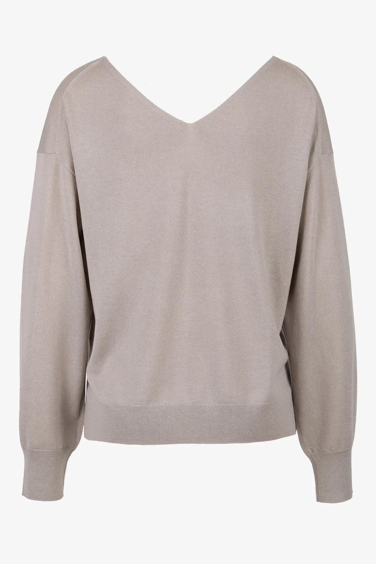 Einfarbiger Merino-Seiden-Kaschmir-Pulli 02