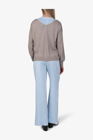 Einfarbiger Merino-Seiden-Kaschmir-Pulli 05