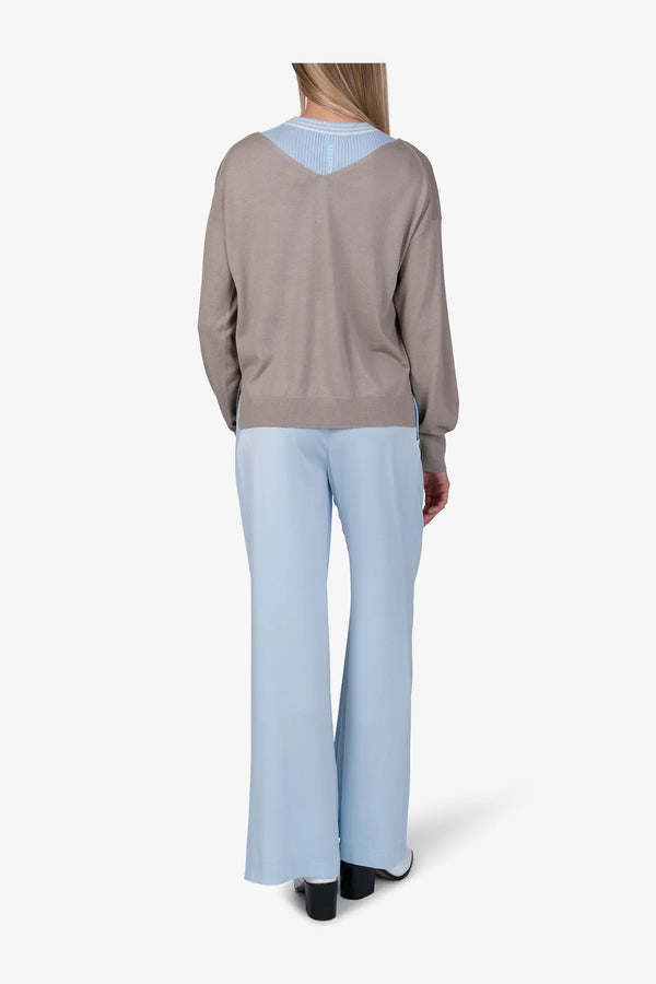 Einfarbiger Merino-Seiden-Kaschmir-Pulli 05