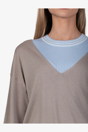 Einfarbiger Merino-Seiden-Kaschmir-Pulli 07