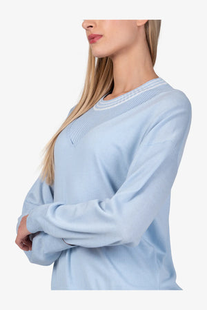 Einfarbiger Merino-Seiden-Kaschmir-Pulli 06