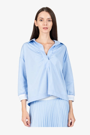 Kurze Bluse mit Hemdblusenkragen 05