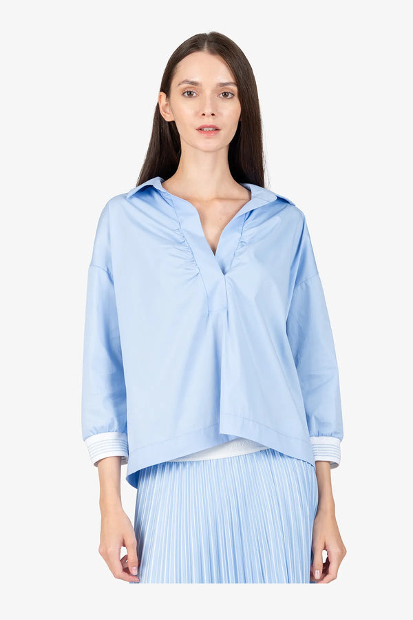Kurze Bluse mit Hemdblusenkragen 05