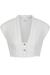 Weiße, kurzärmelige Bluse mit Knopfleiste und gerafftem Design.
