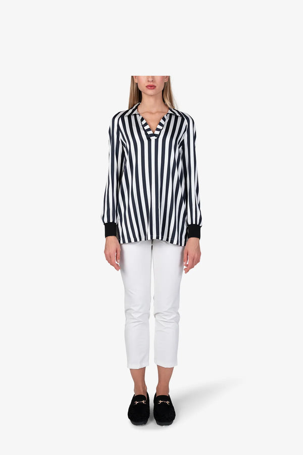 Gestreifte Bluse mit Viskose 03