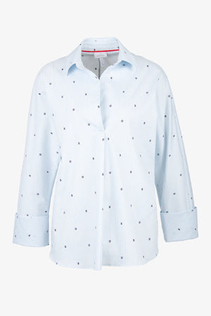 Bedruckte Bluse mit Fledermaus-Ärmel 01