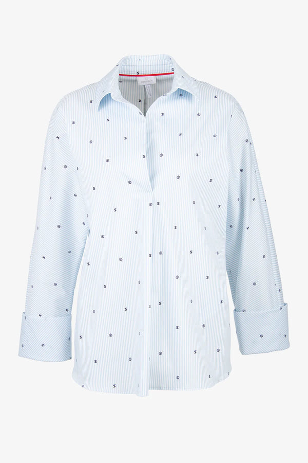 Bedruckte Bluse mit Fledermaus-Ärmel 01