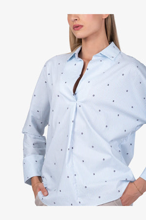 Bedruckte Bluse mit Fledermaus-Ärmel 06