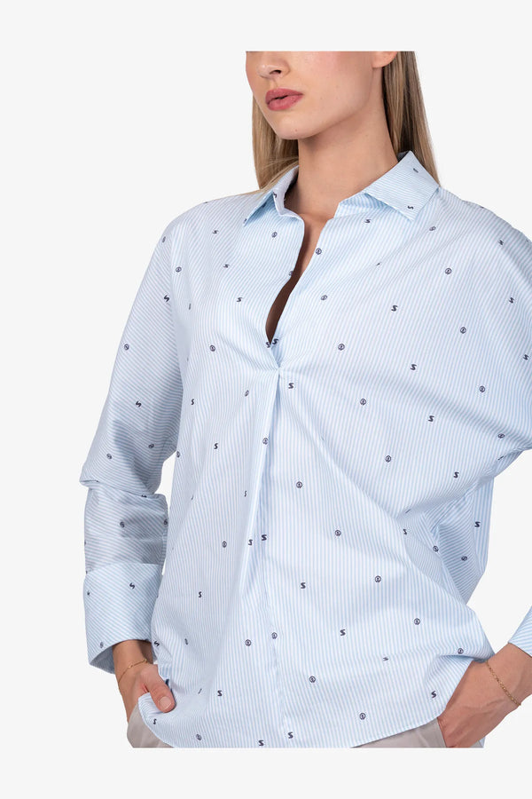 Bedruckte Bluse mit Fledermaus-Ärmel 06