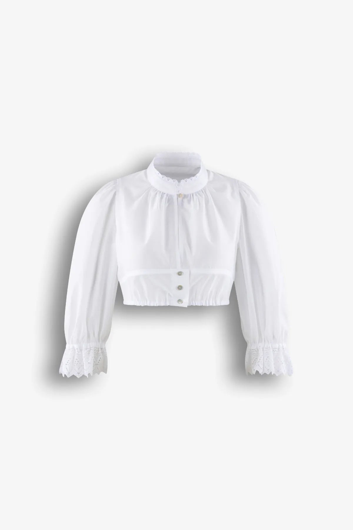 Dirndlbluse mit Volant und Spitze 01