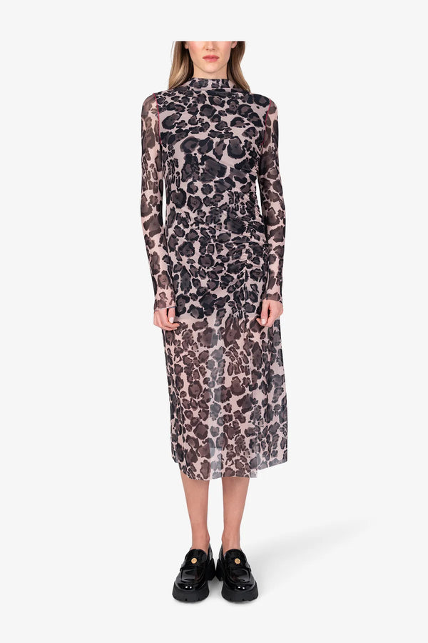 Maxi-Mesh-Kleid im Leo-Print 03