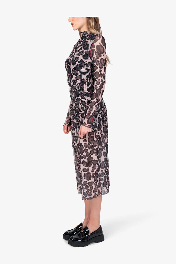 Maxi-Mesh-Kleid im Leo-Print 04