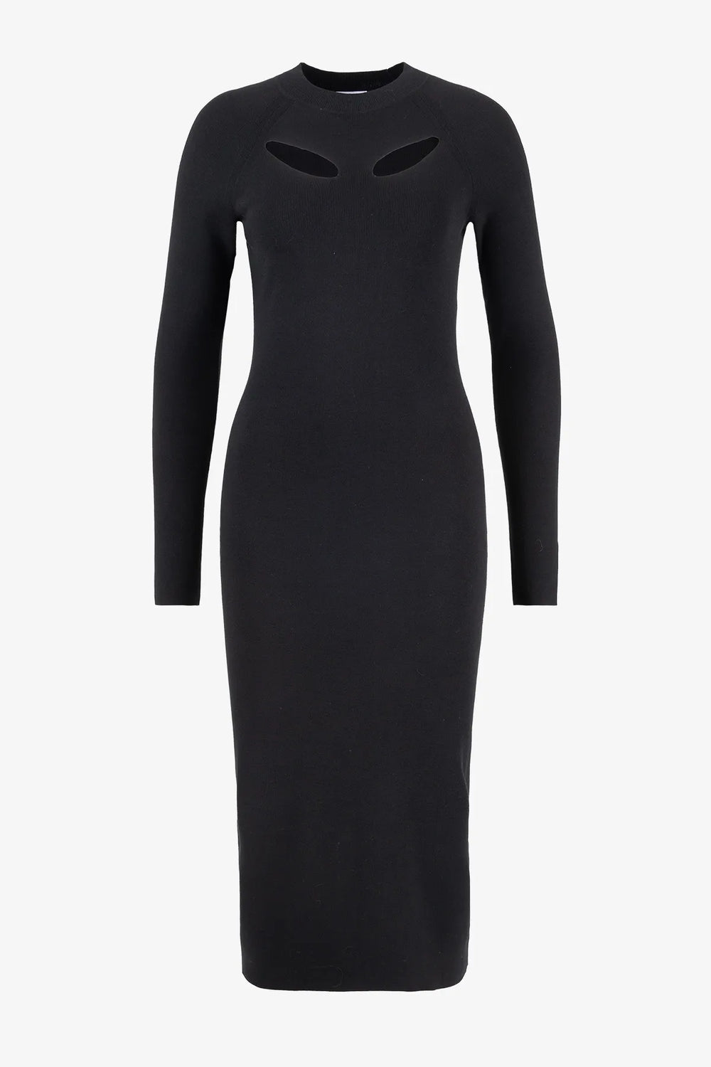 Knitted Midi Dress with Sleeve Cut-Outs Black (59)