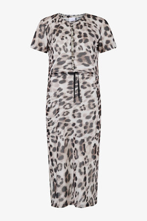 Doppellagiges Mesh-Kleid im Leo-Dessin 01
