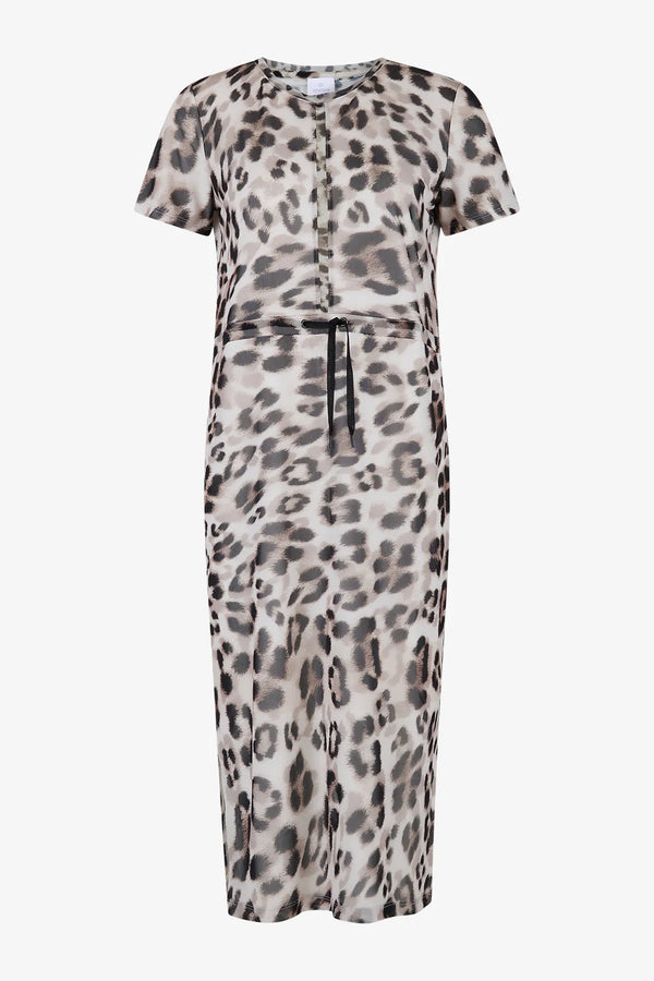 Doppellagiges Mesh-Kleid im Leo-Dessin 01