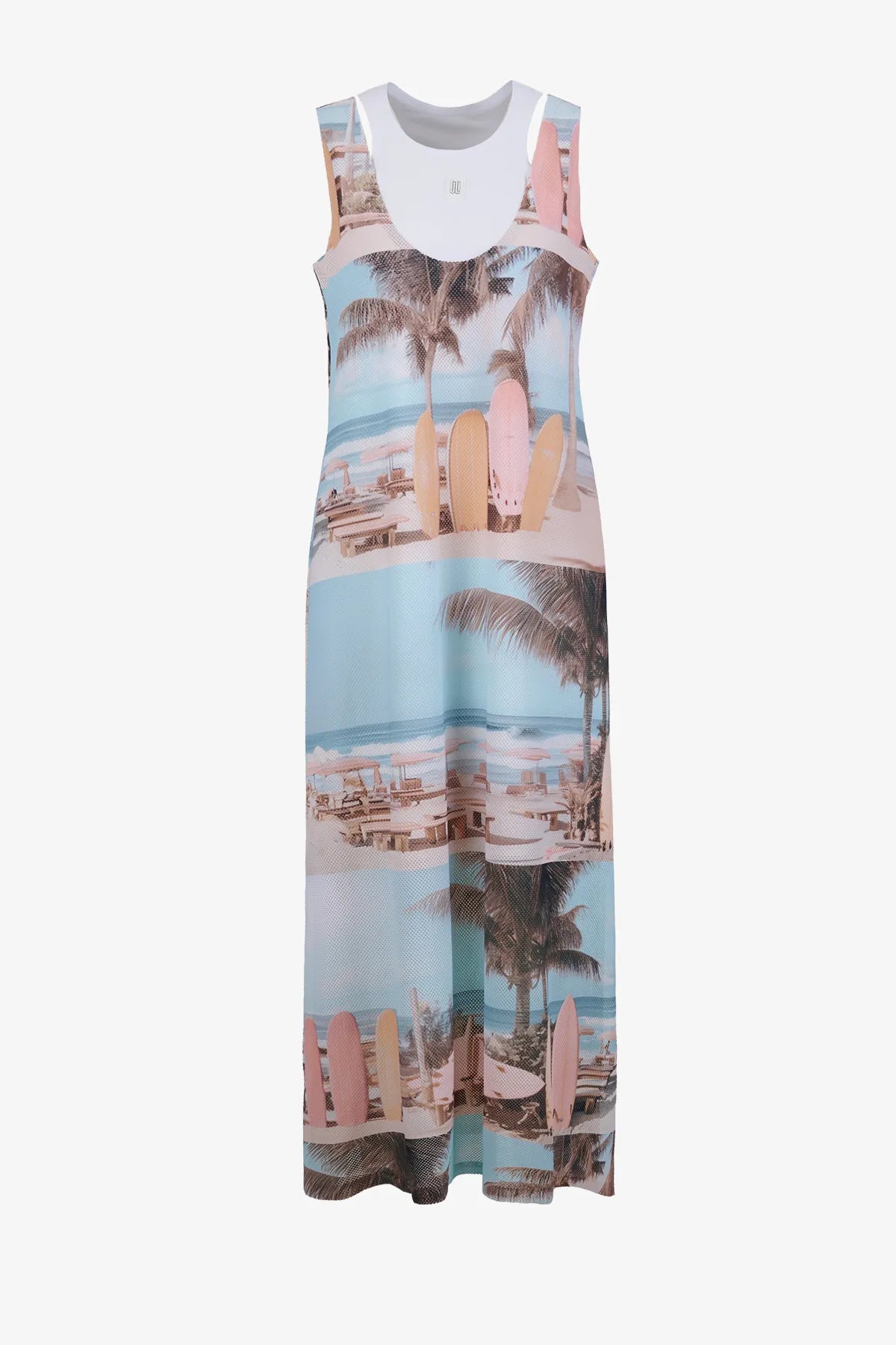 Zweilagiges Mesh-Print Kleid 01