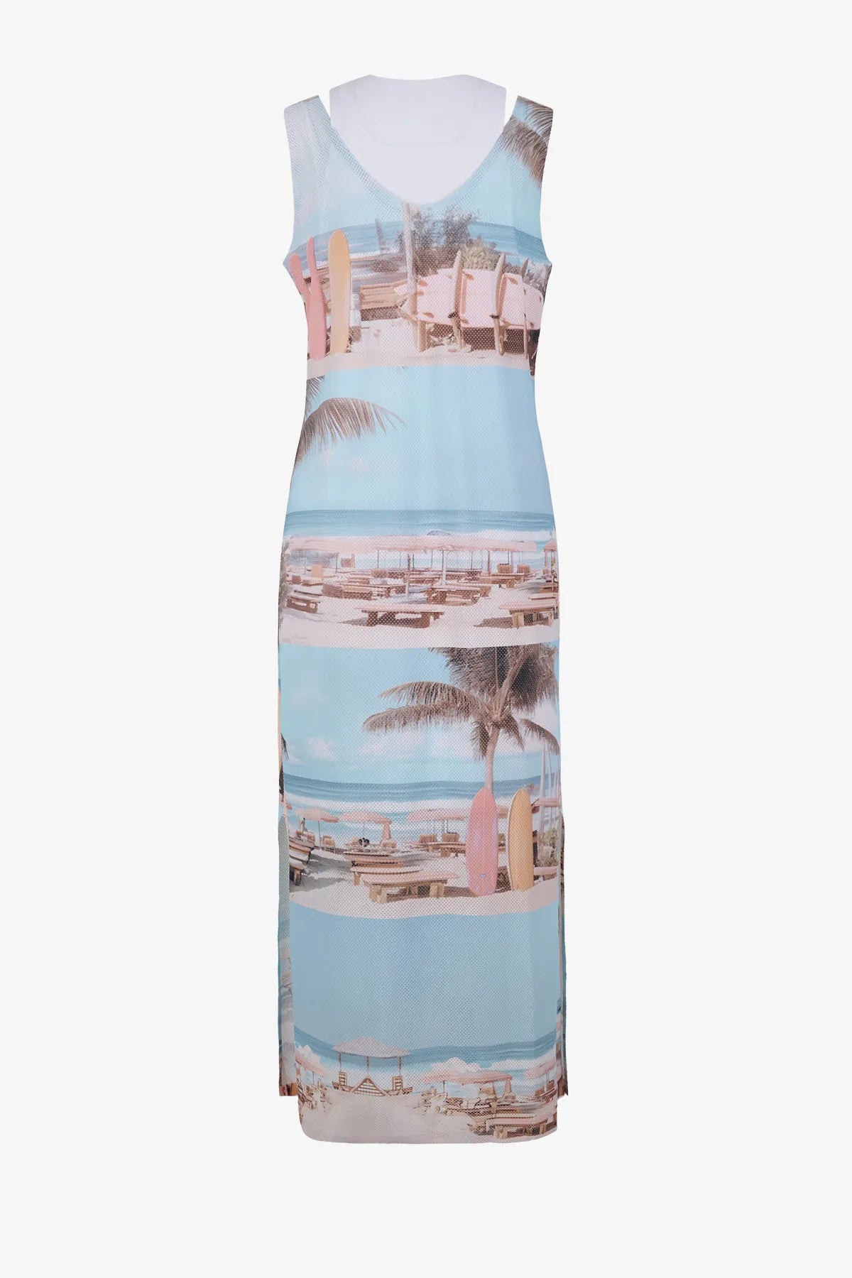 Zweilagiges Mesh-Print Kleid 02
