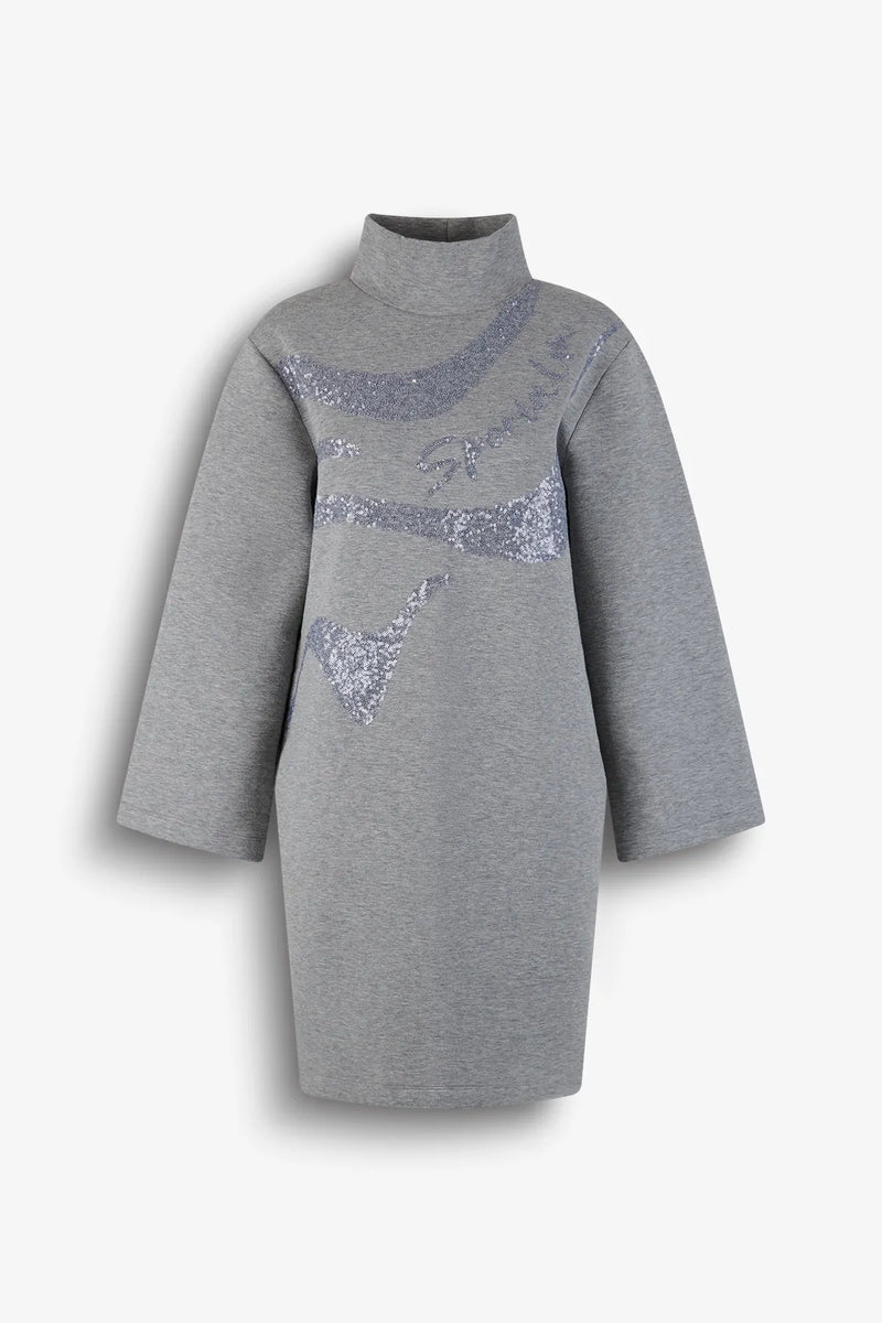Sweatkleid mit Paillettenstickerei 01