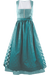 Ein teal-farbenes Dirndl mit dezentem Muster und einer breiten Schleife.