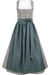 Traditionelles Dirndl in Schwarz-weiß mit einem grünen Rock und einer passenden Schleife.