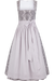 Dirndlkleid in hellgrau mit elegantem Muster und Schleife in der Taille.