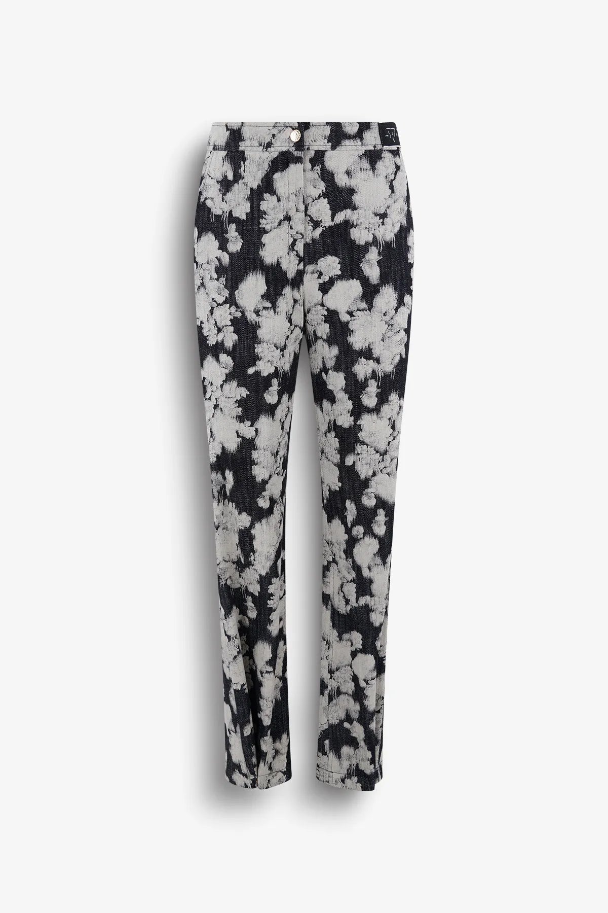 Jeanshose mit floralem Ätzdruck 01