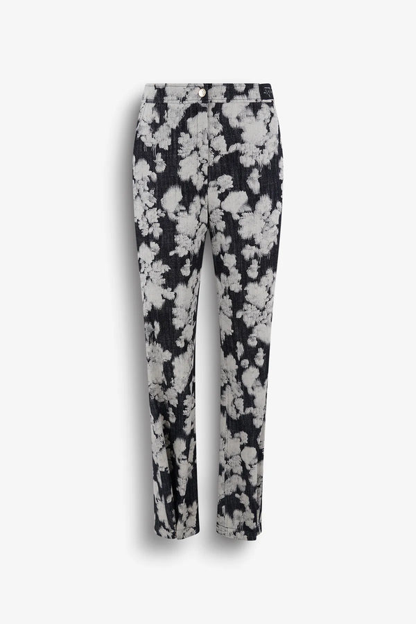Jeanshose mit floralem Ätzdruck 01