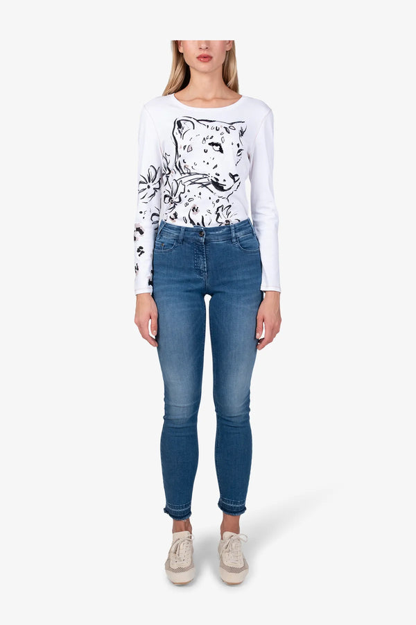 Schmale Jeans mit Fransensaum 03