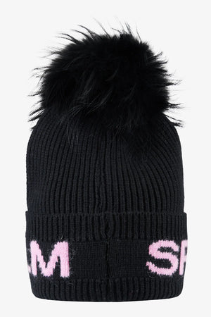 Strickmütze mit Echtpelz-Bommel 02