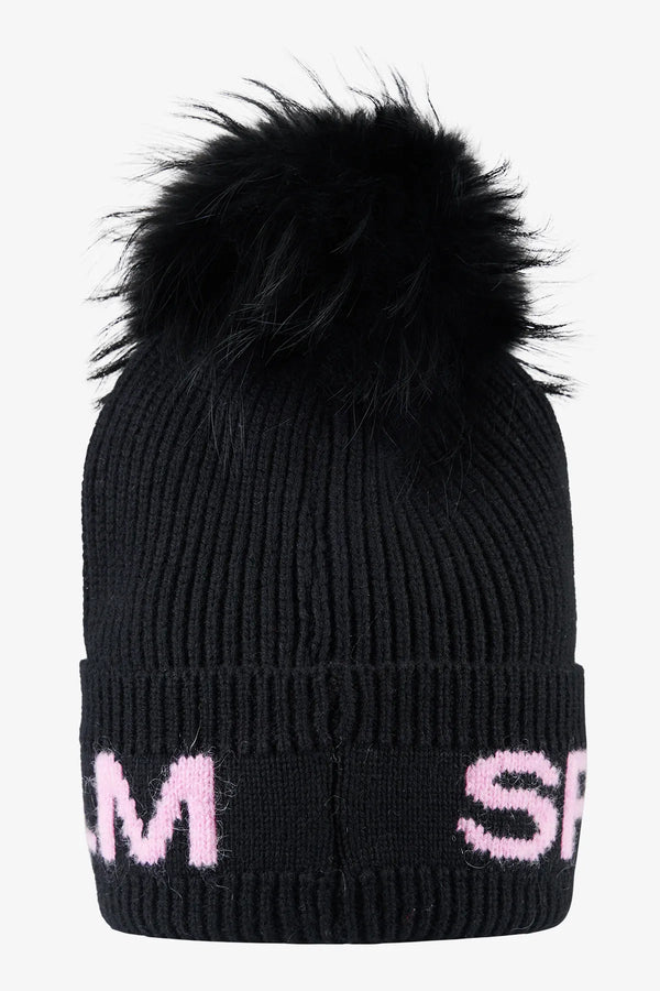 Strickmütze mit Echtpelz-Bommel 02